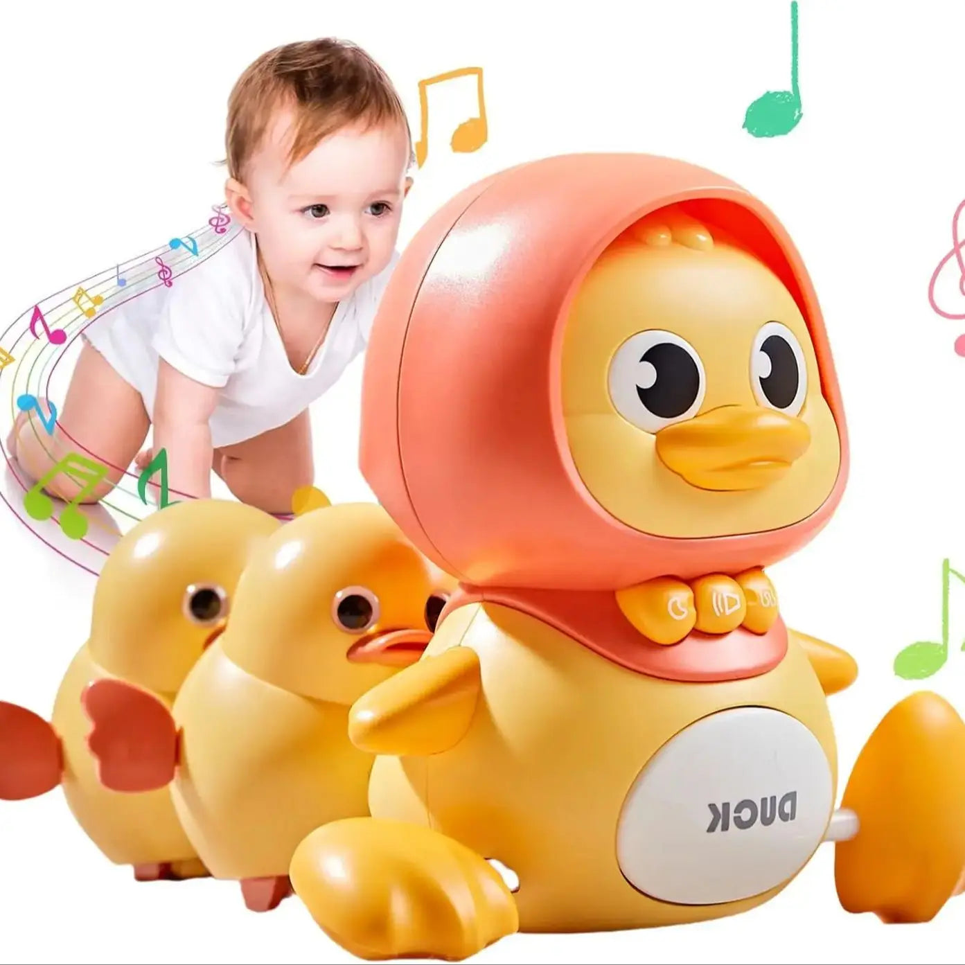 Baby Crawling Toy – Musical Walking Duck with Night Light, Interactive Early Learning Gift.