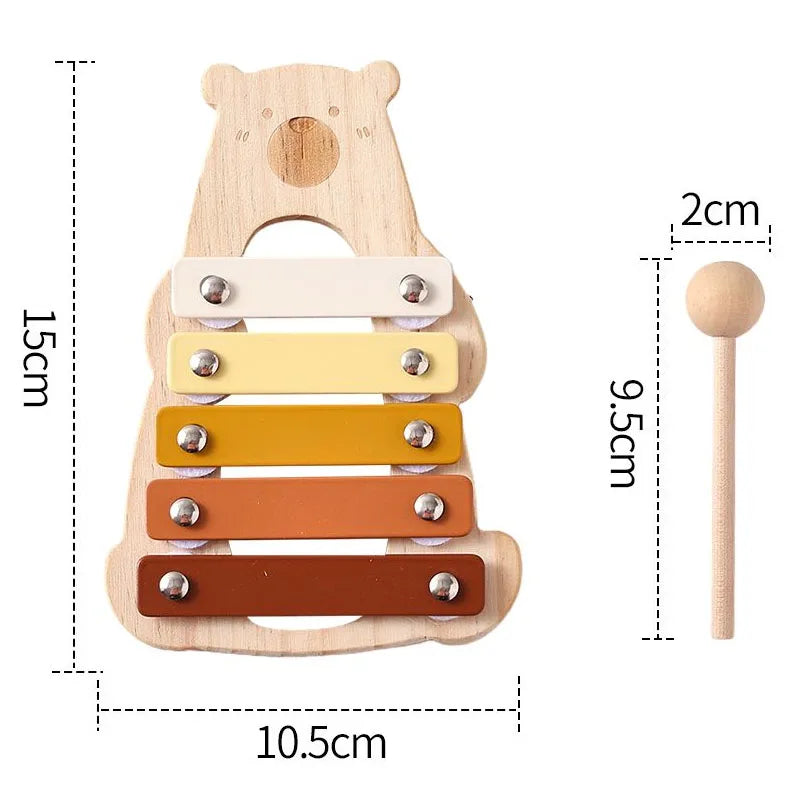 Musical Montessori Baby Toys - Rattle, Drum & Xylophone for 0-3 Years