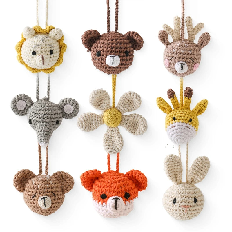 Handmade Crochet Rattle Pendant – Montessori Baby Gym Toy