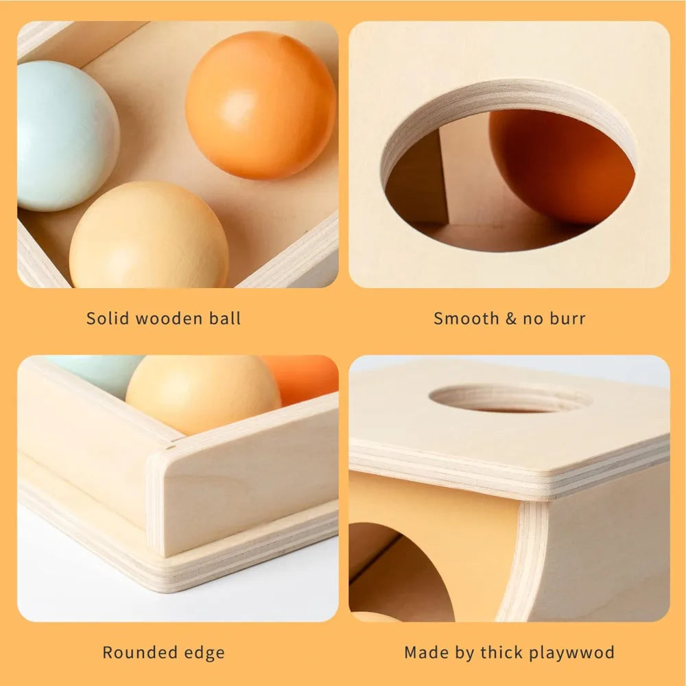 Montessori Wooden Baby Toy – Coin, Ball, Drum, Color & Shape Cognition, Educational Sensory Gift.