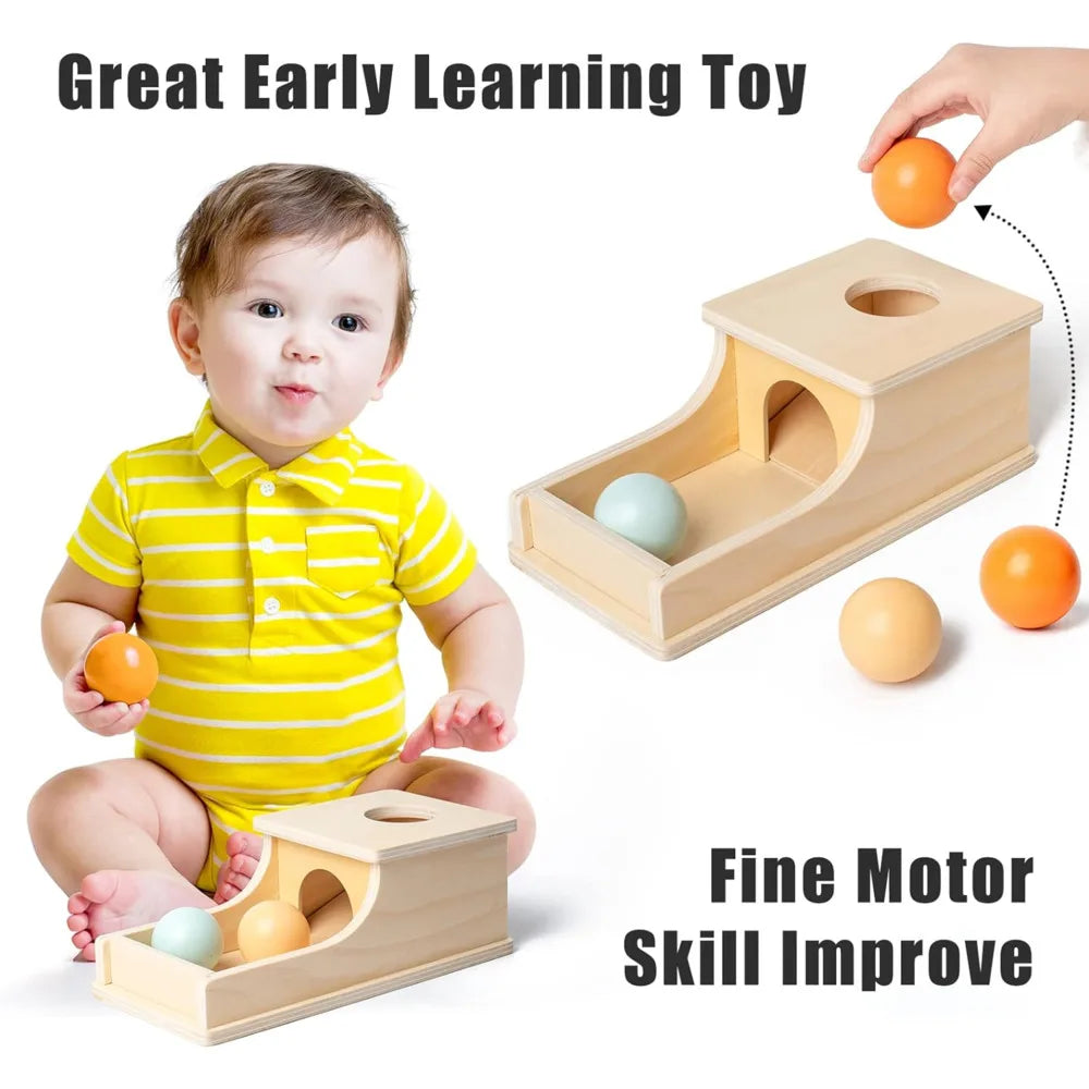 Montessori Wooden Baby Toy – Coin, Ball, Drum, Color & Shape Cognition, Educational Sensory Gift.