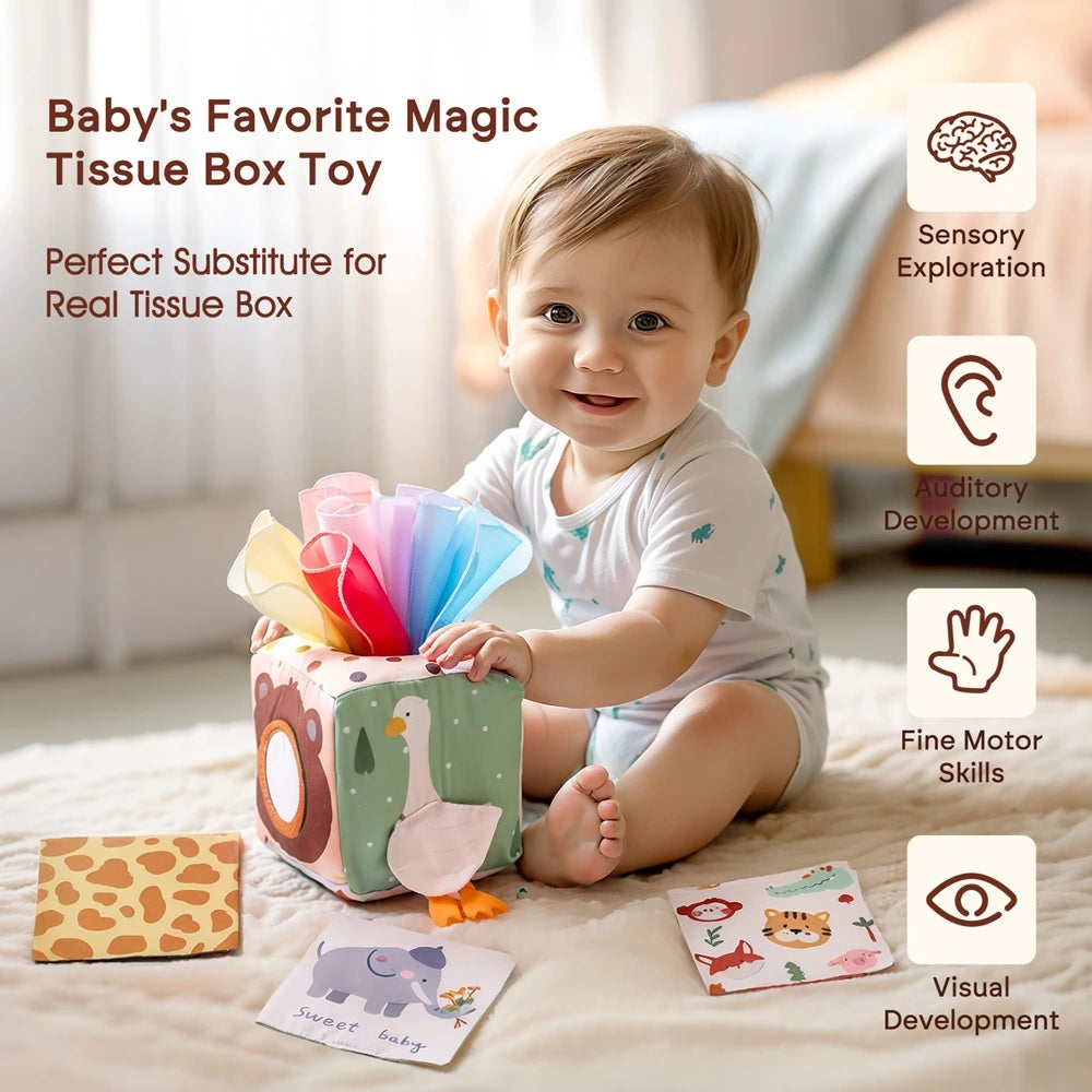 Baby Montessori Tissue Box - Sensory & Educational Toy