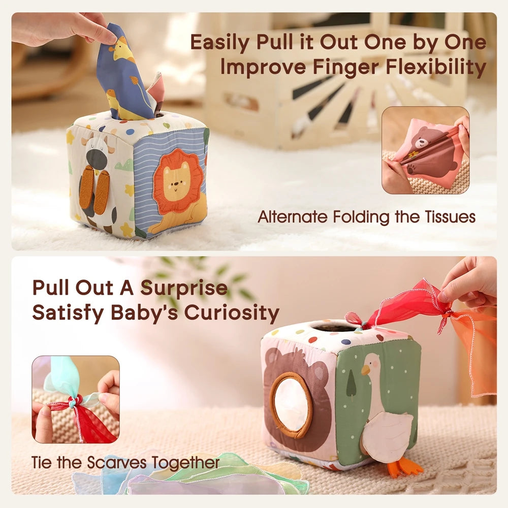 Baby Montessori Tissue Box - Sensory & Educational Toy